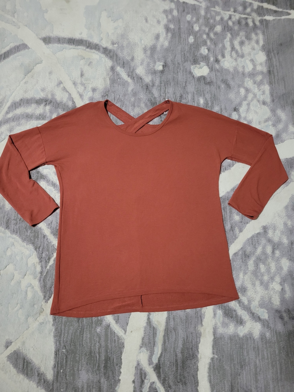 Eclipse Cross-Back Long Sleeve Sweater in Terracotta Size L
